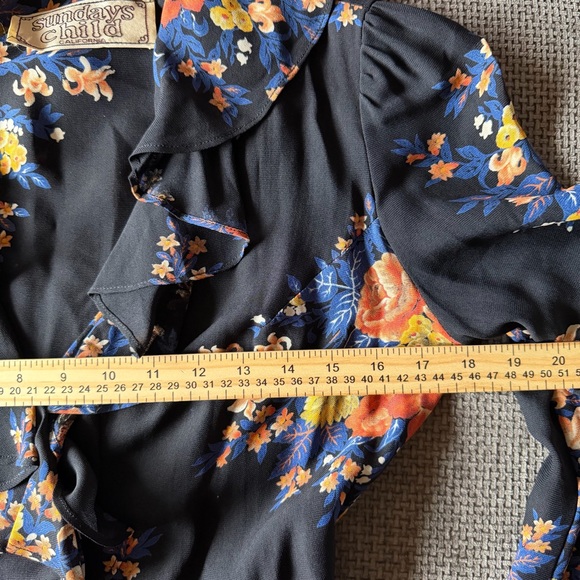 70s Floral Ruffle Top Sundays Child California S Boho Hippie Peplum Vintage - Picture 10 of 13